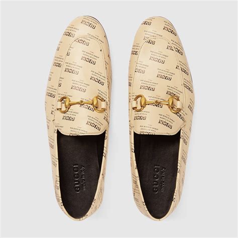 gucci stamp print leather loafer|Gucci wedge loafers.